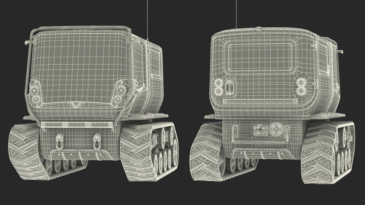 3D Red Snowy Arctica Vehicle Simple Interior Rigged model