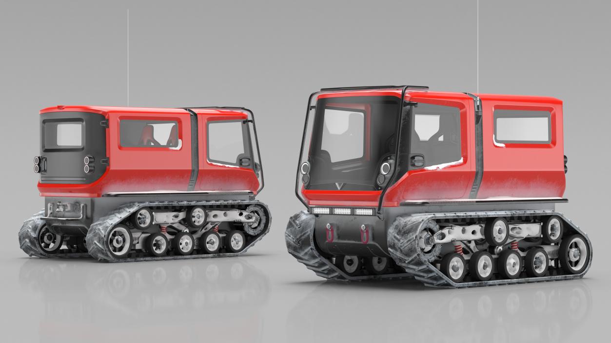 3D Red Snowy Arctica Vehicle Simple Interior Rigged model