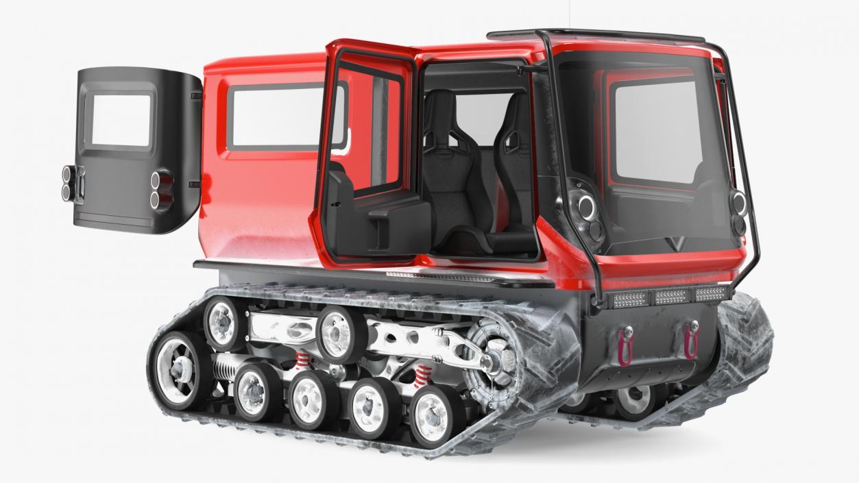 3D Red Snowy Arctica Vehicle Simple Interior Rigged model