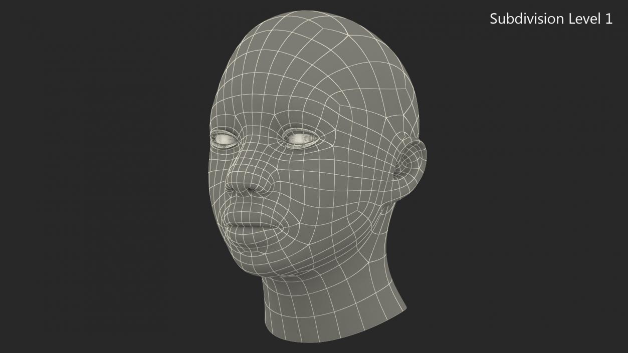 3D African American Female Head model