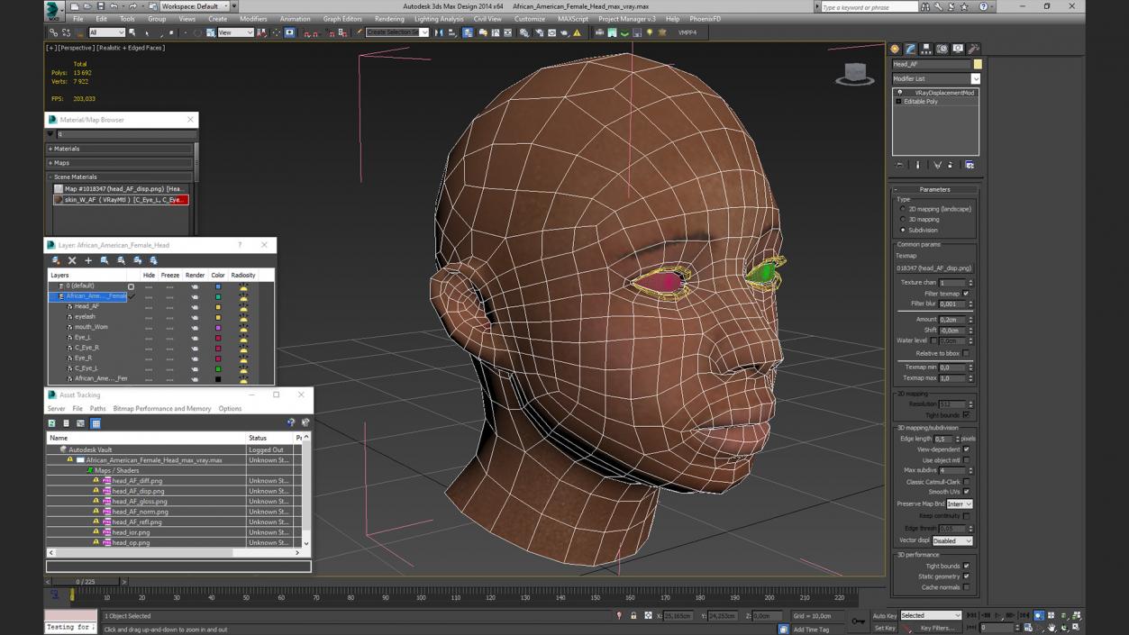 3D African American Female Head model