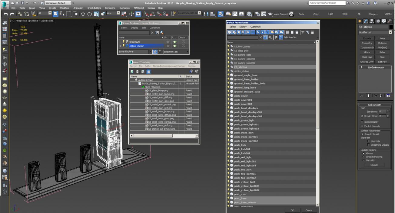 Bicycle Sharing Station Empty 3D model