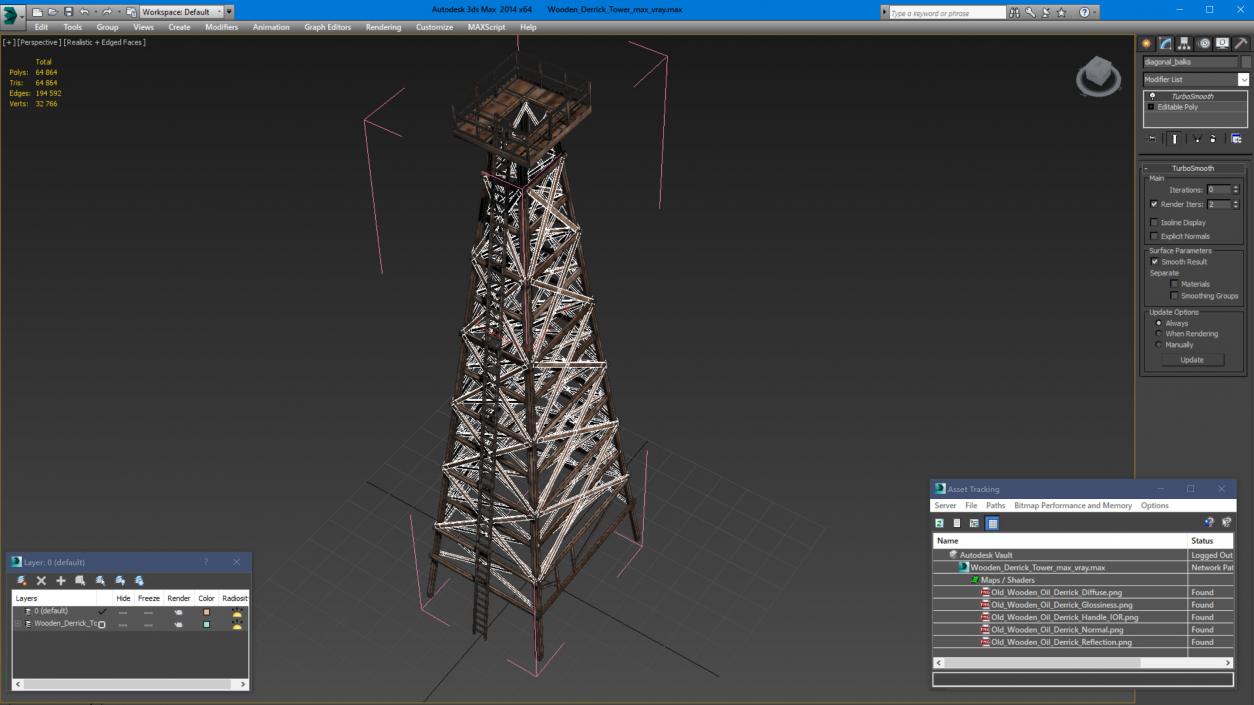 3D model Wooden Derrick Tower