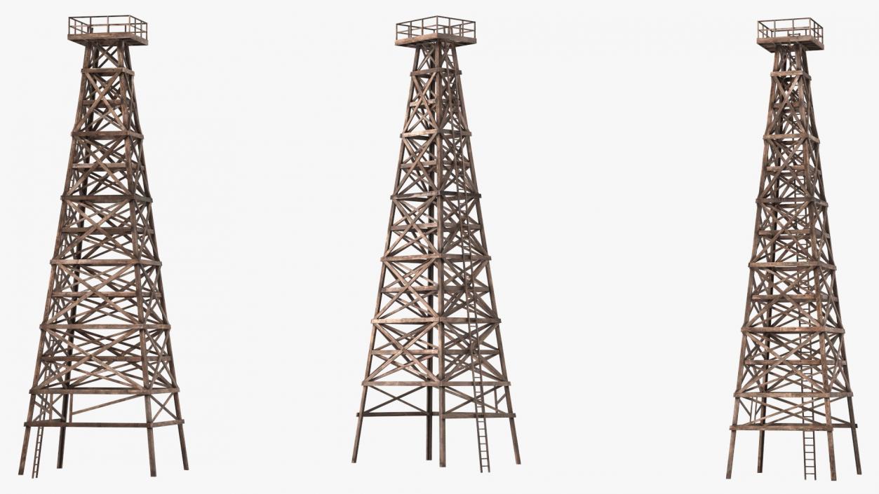 3D model Wooden Derrick Tower