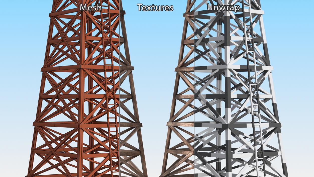 3D model Wooden Derrick Tower