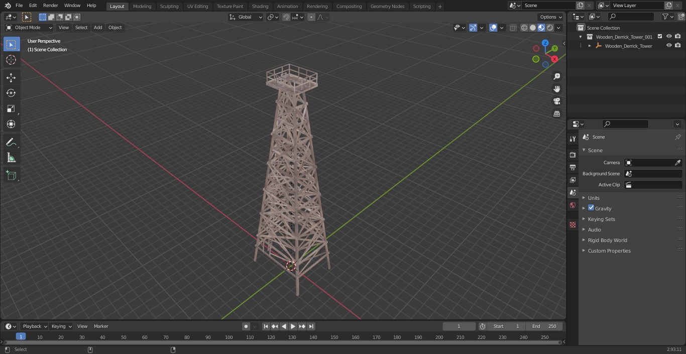 3D model Wooden Derrick Tower