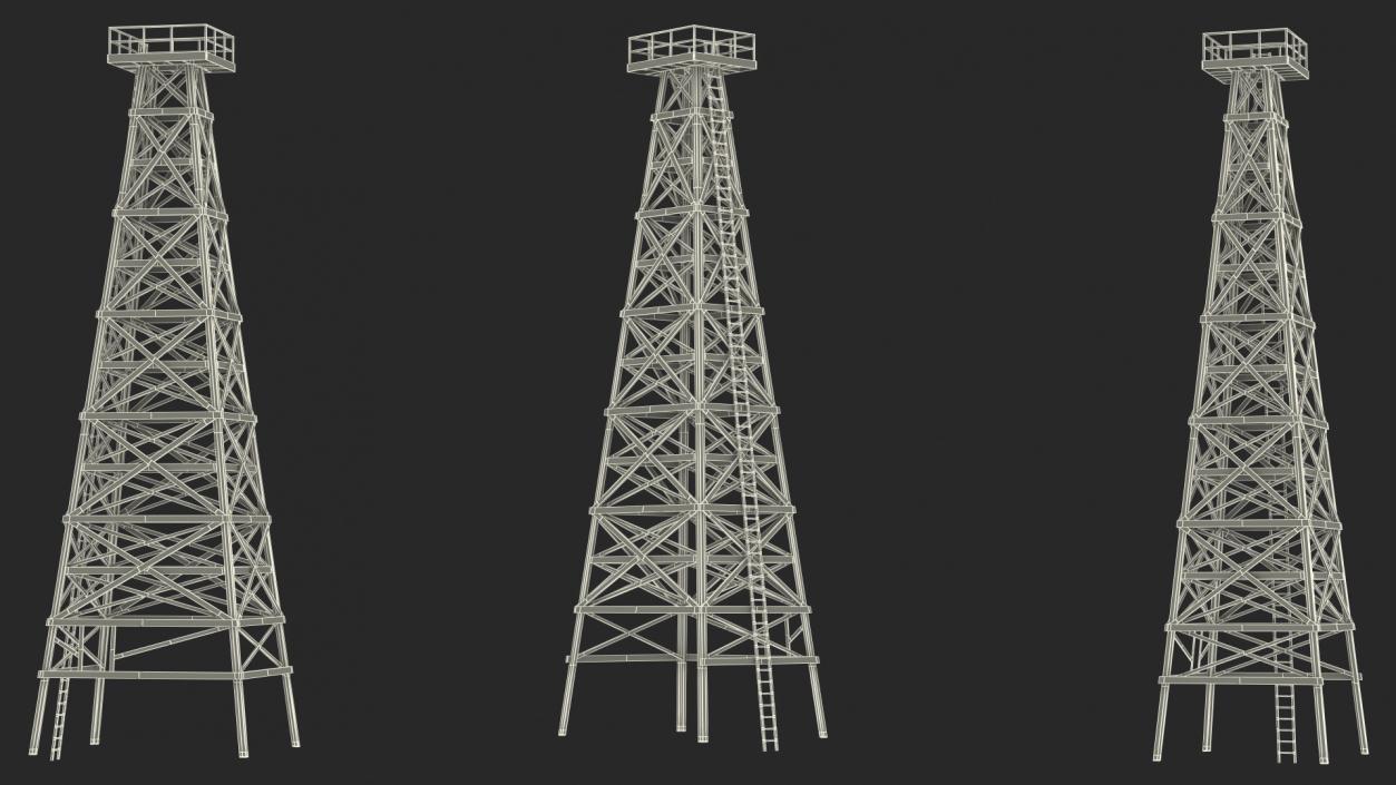 3D model Wooden Derrick Tower