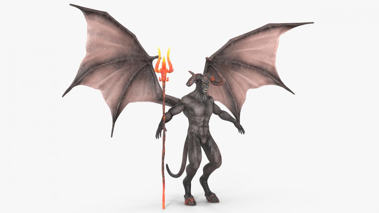 3D model Devil Character with Trident Rigged