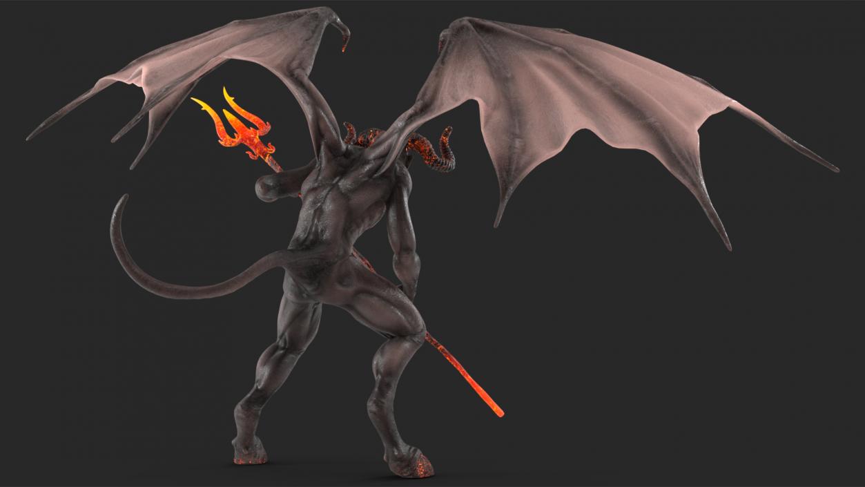 3D model Devil Character with Trident Rigged