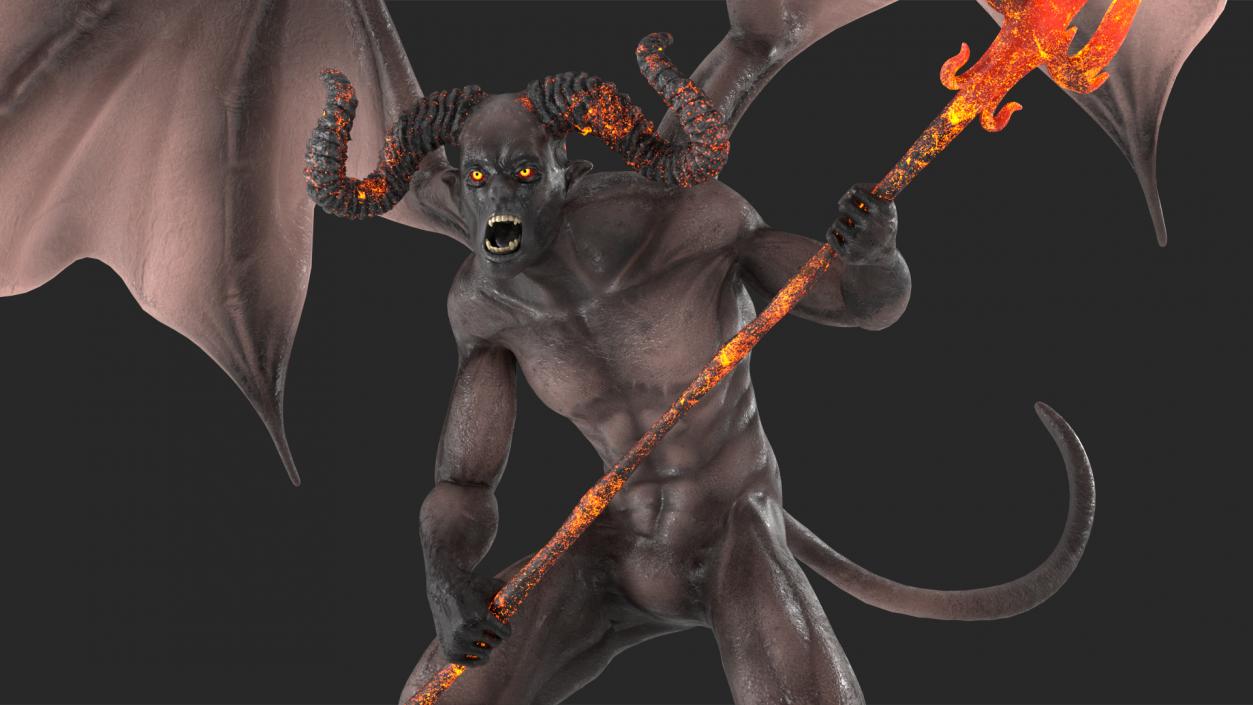 Devil Character with Trident Rigged for Modo 3D model