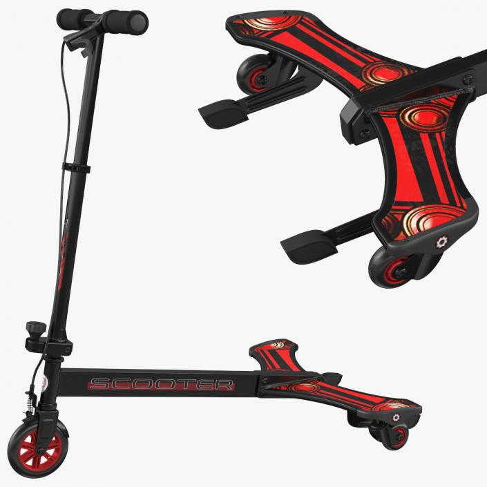 PowerWing Scooter Black Red Rigged 3D model