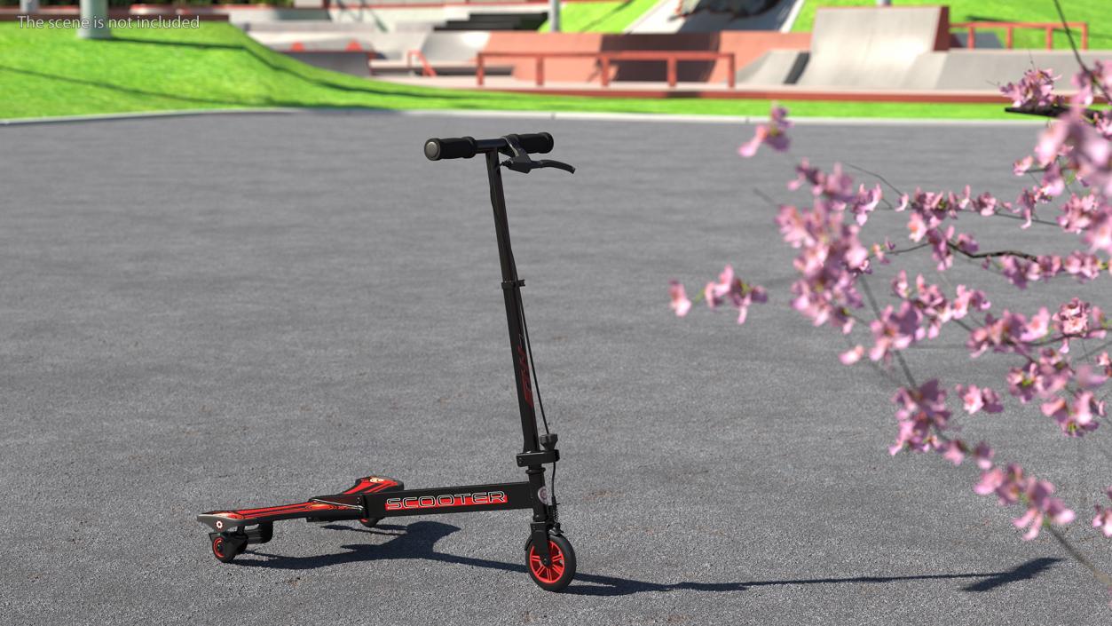 PowerWing Scooter Black Red Rigged 3D model