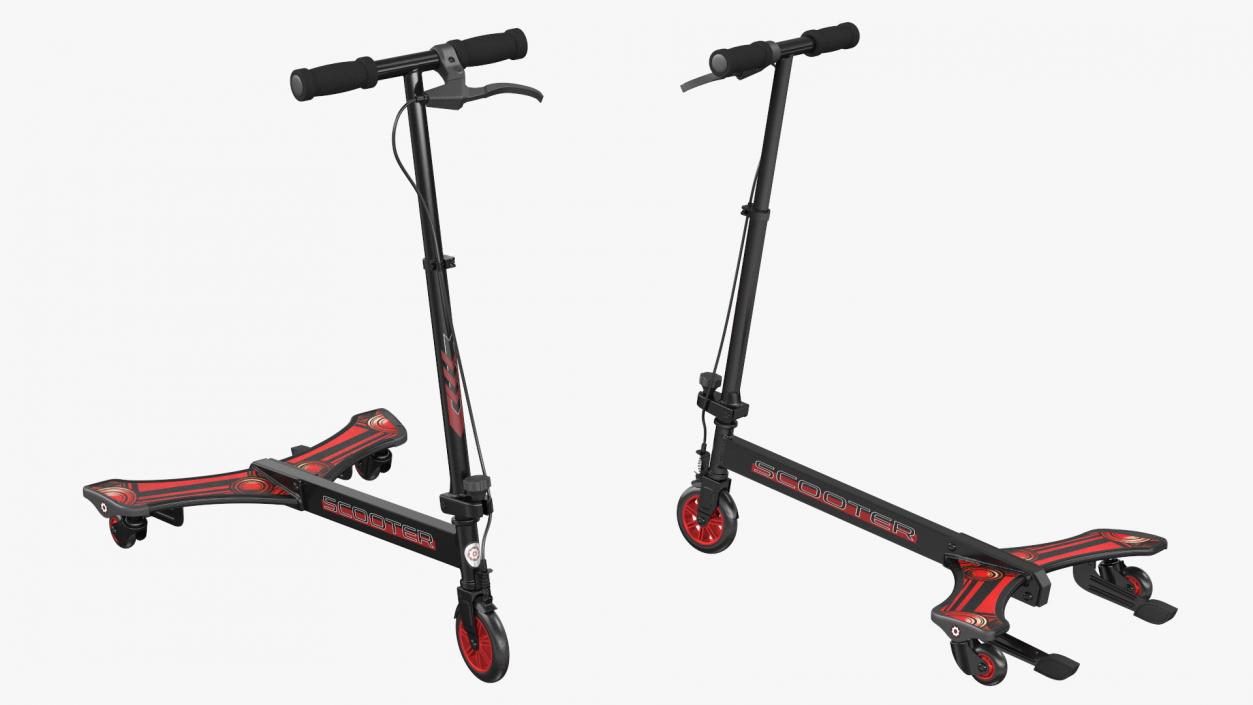 PowerWing Scooter Black Red Rigged 3D model