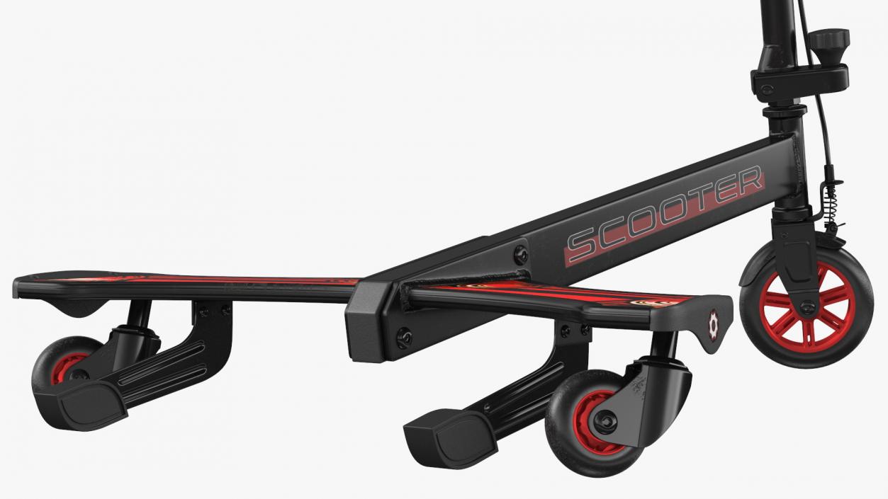 PowerWing Scooter Black Red Rigged 3D model