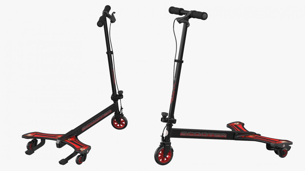 PowerWing Scooter Black Red Rigged 3D model