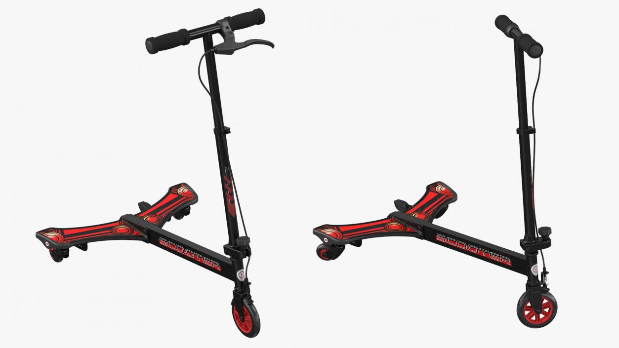 PowerWing Scooter Black Red Rigged 3D model