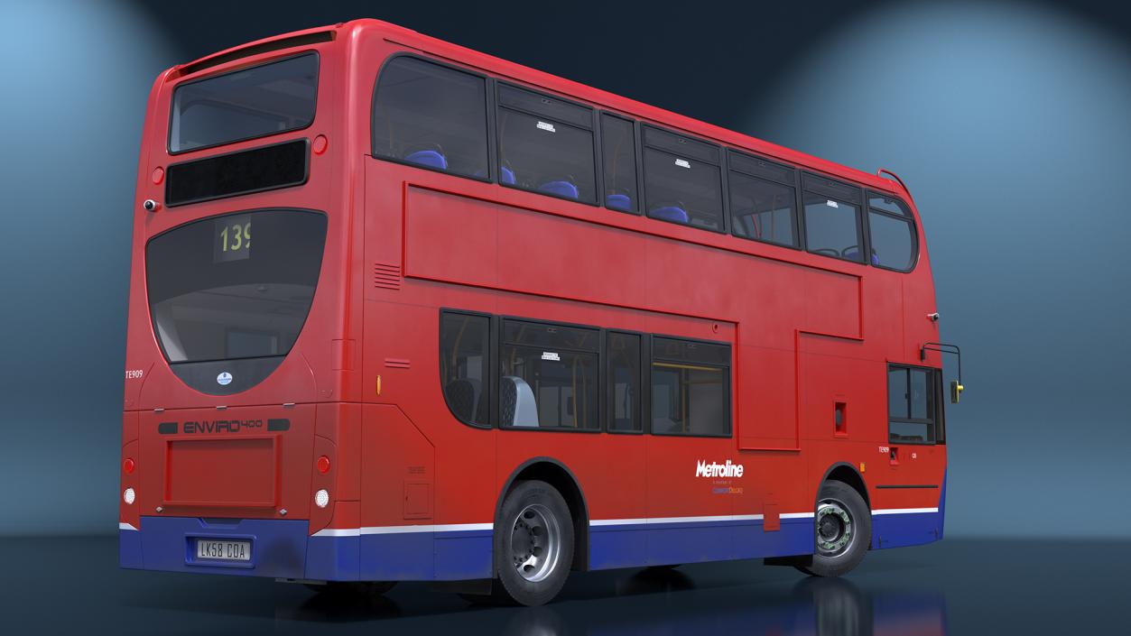 London Double Decker Bus Enviro 400 Rigged 3D