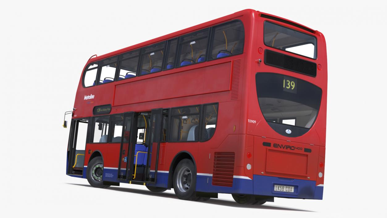 London Double Decker Bus Enviro 400 Rigged 3D