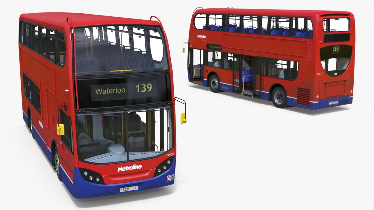 London Double Decker Bus Enviro 400 Rigged 3D