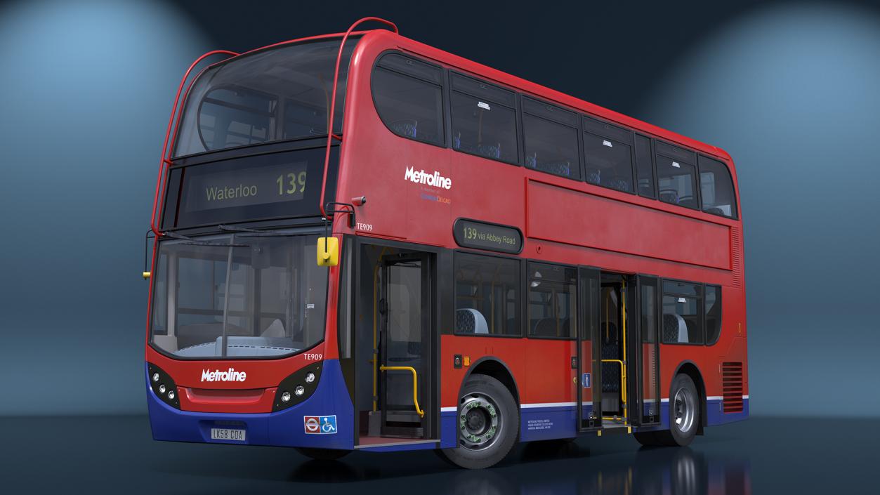 London Double Decker Bus Enviro 400 Rigged 3D