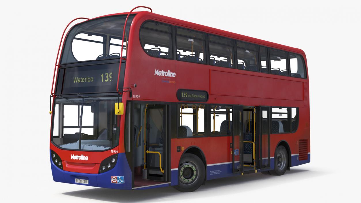 London Double Decker Bus Enviro 400 Rigged 3D