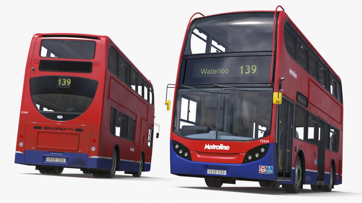 London Double Decker Bus Enviro 400 Rigged 3D