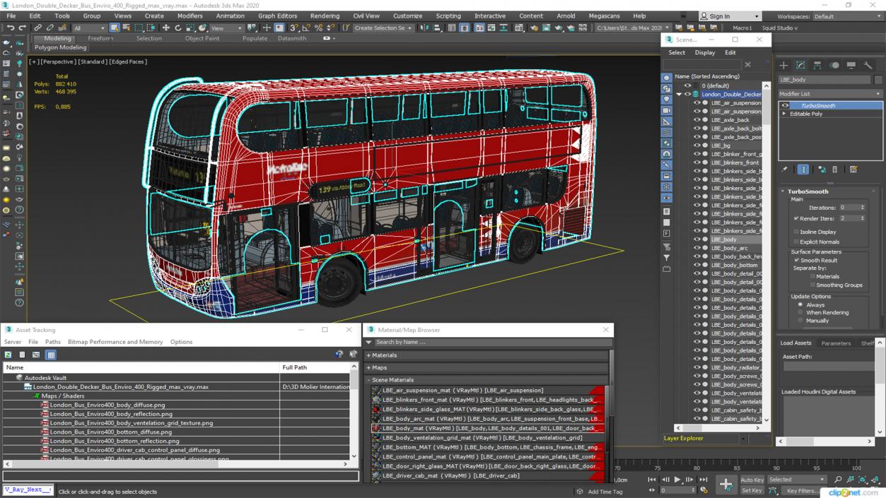 London Double Decker Bus Enviro 400 Rigged 3D