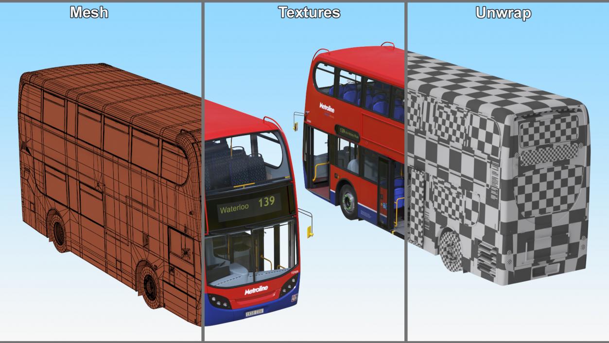 London Double Decker Bus Enviro 400 Rigged 3D