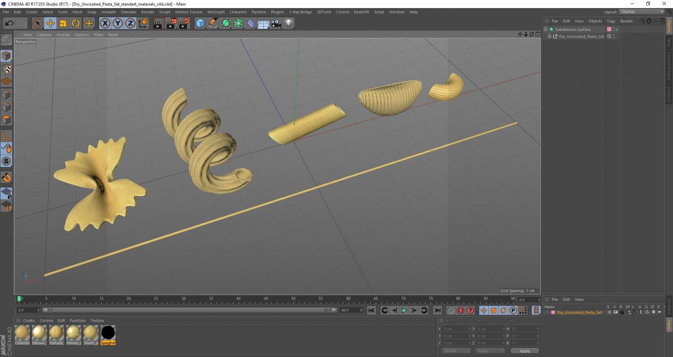 Dry Uncooked Pasta Set 3D