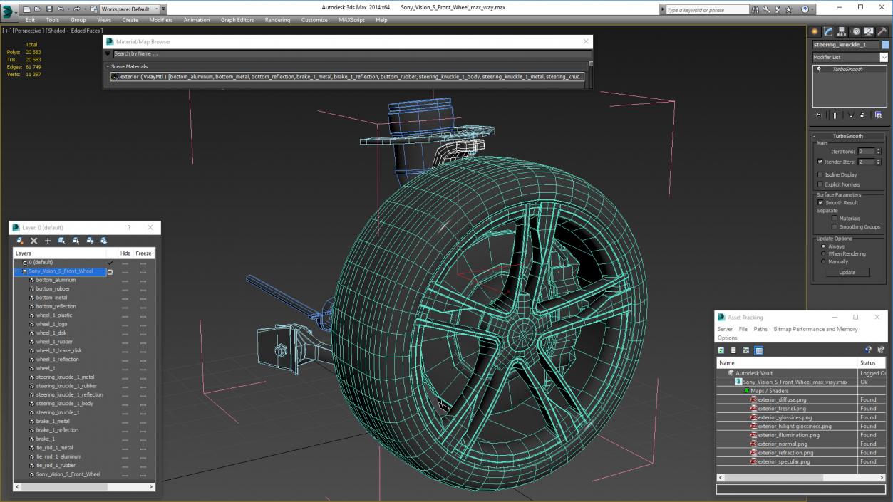 3D model Sony Vision S Front Wheel