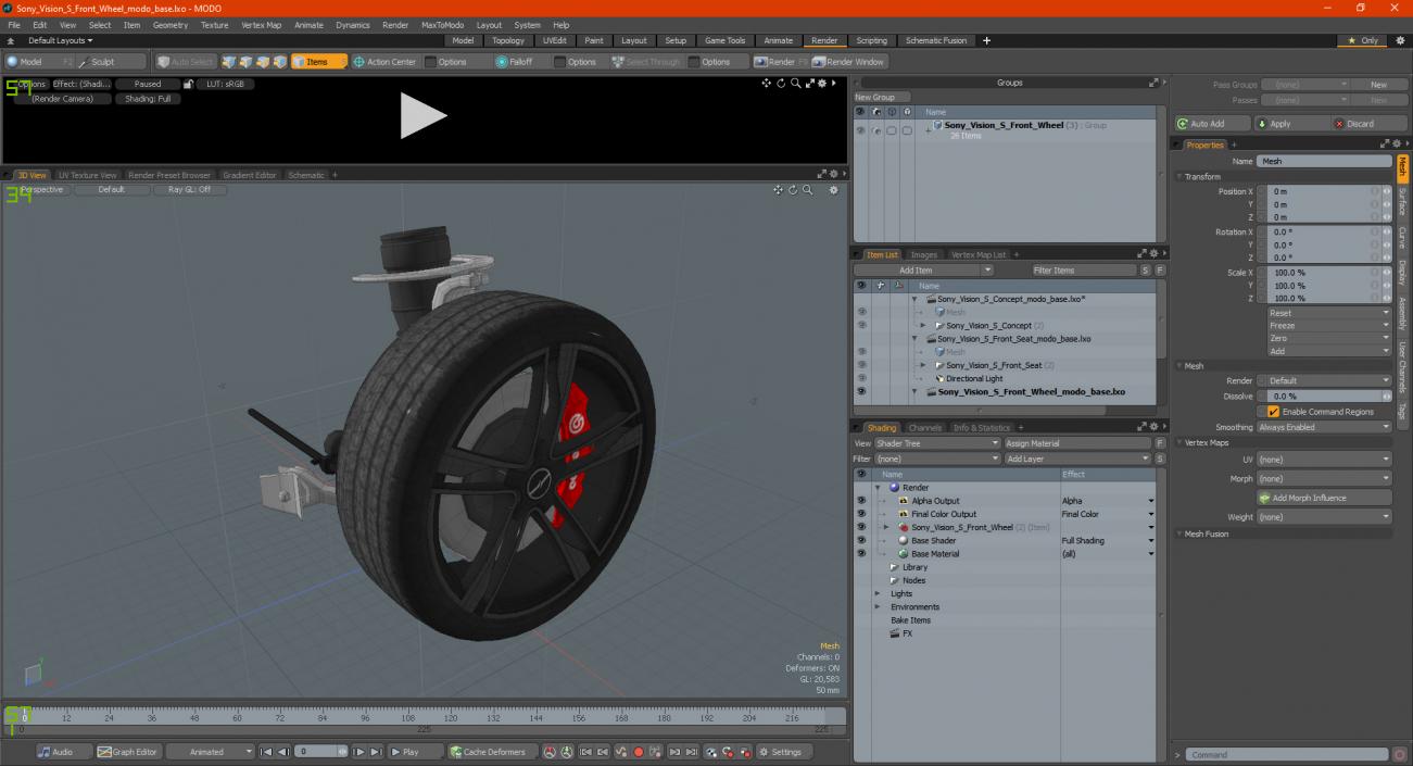 3D model Sony Vision S Front Wheel