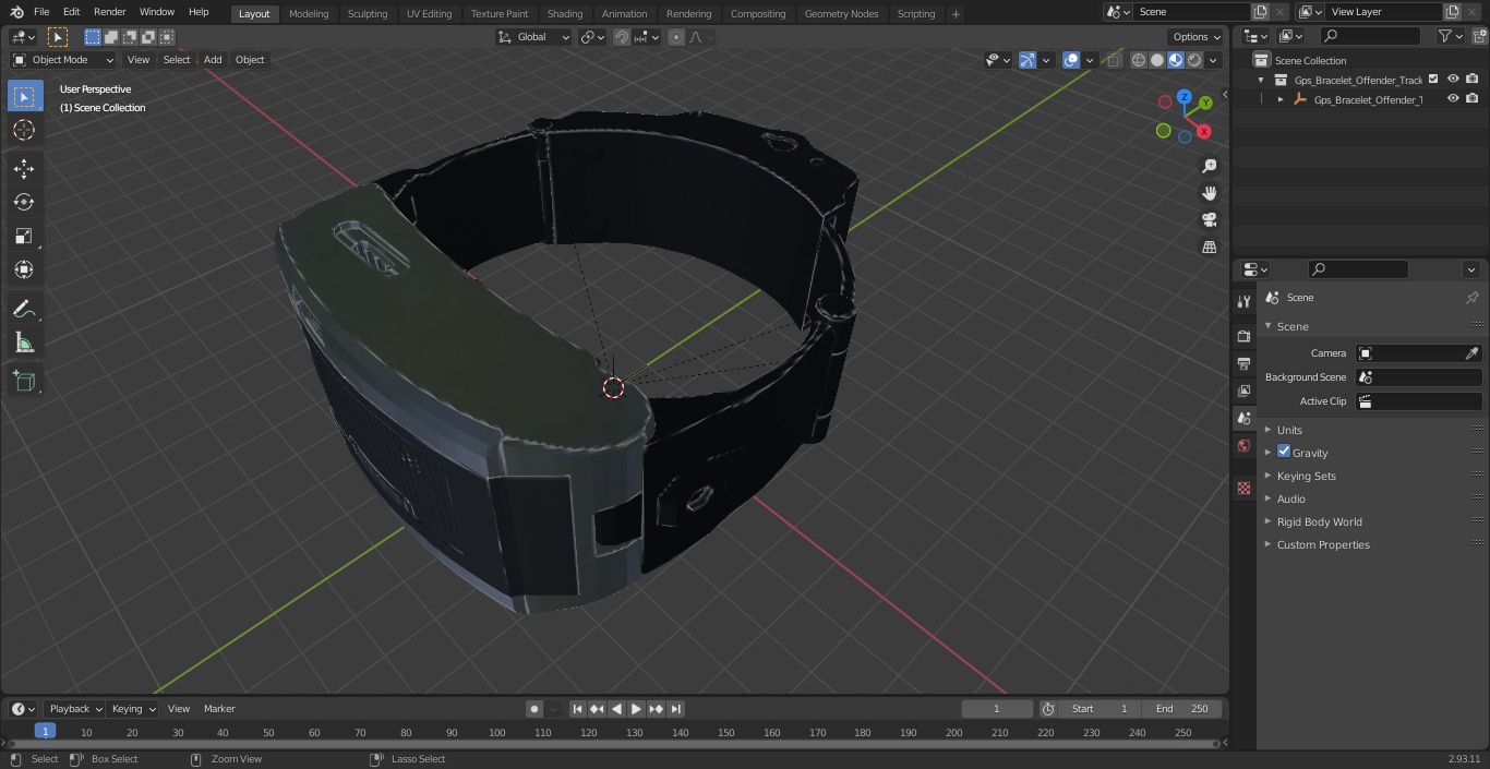 3D model Gps Bracelet Offender Tracking