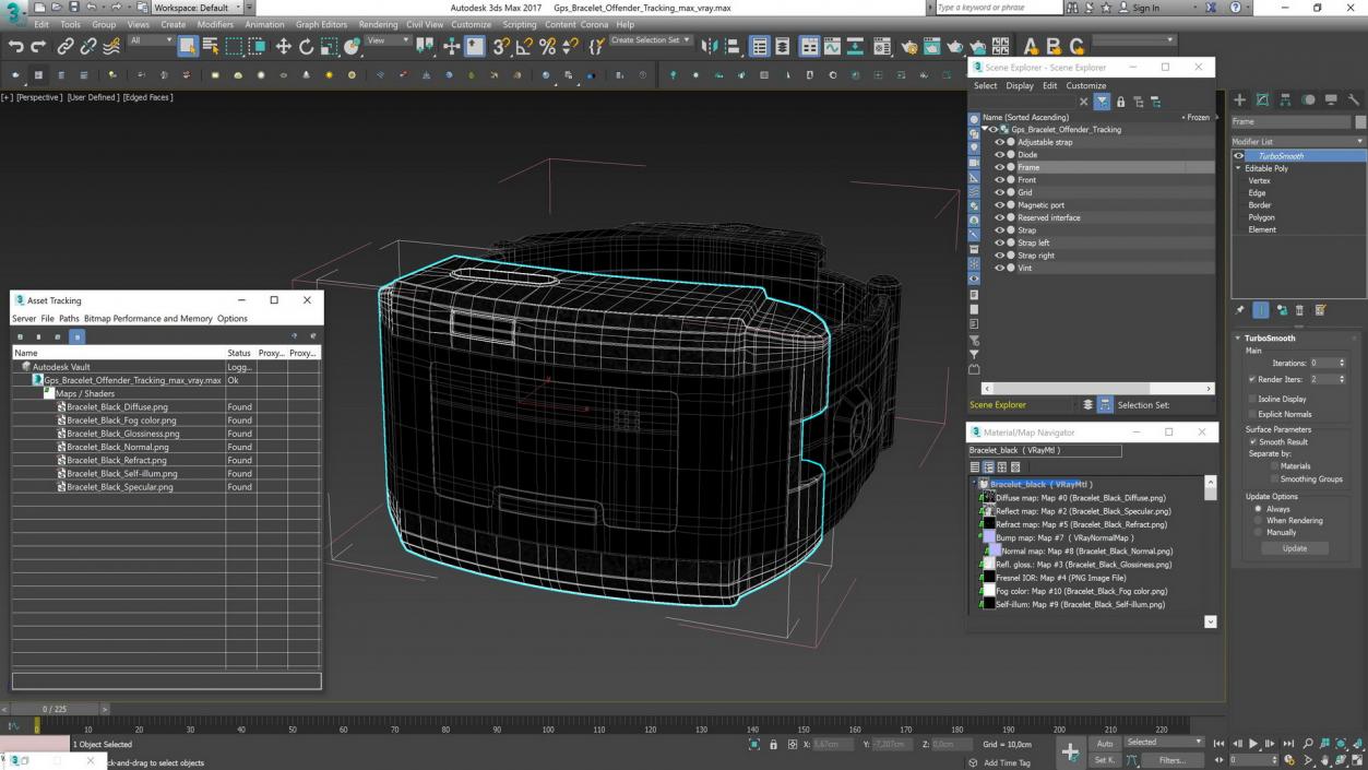 3D model Gps Bracelet Offender Tracking