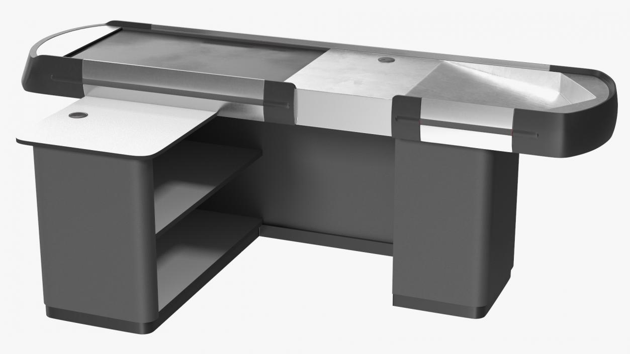 3D model Supermarket Checkout Counters Set Grey Rigged