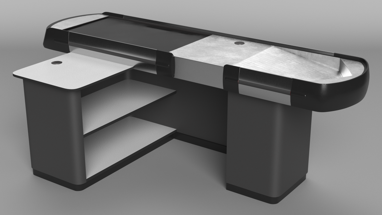 3D model Supermarket Checkout Counters Set Grey Rigged