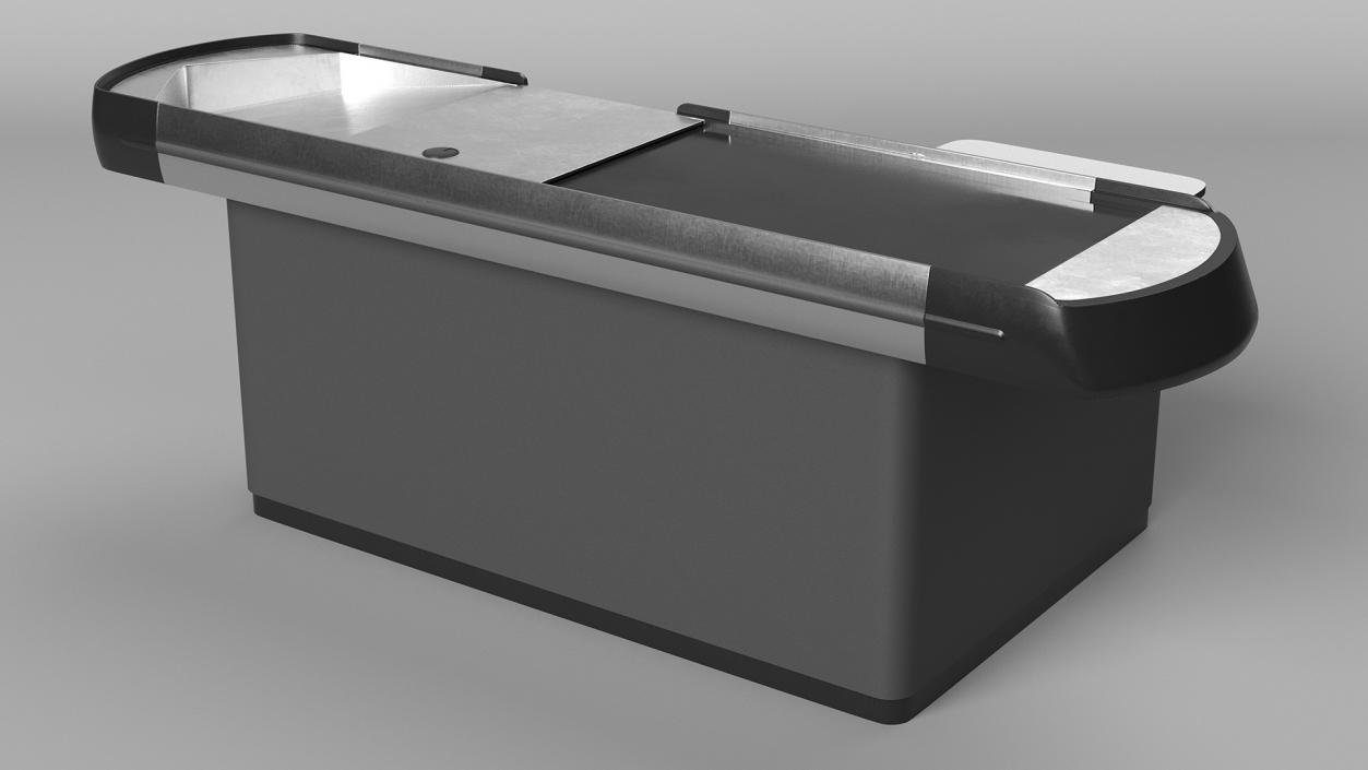 3D model Supermarket Checkout Counters Set Grey Rigged