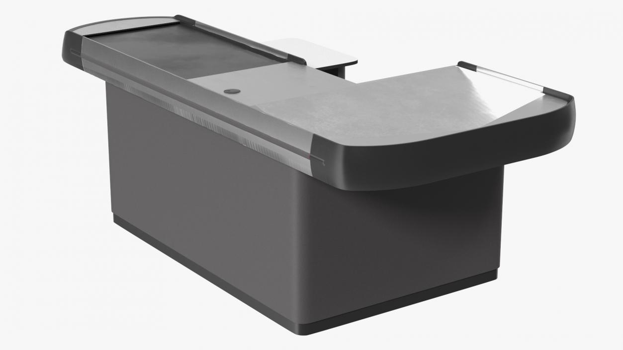 3D model Supermarket Checkout Counters Set Grey Rigged