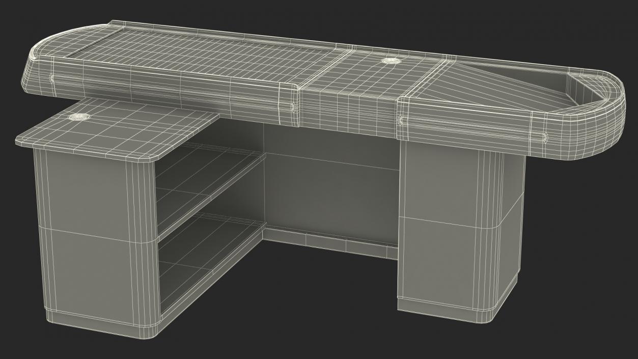 3D model Supermarket Checkout Counters Set Grey Rigged