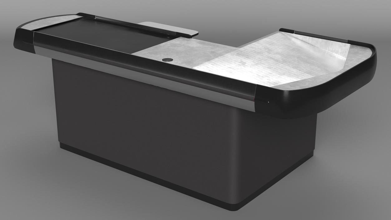 3D model Supermarket Checkout Counters Set Grey Rigged