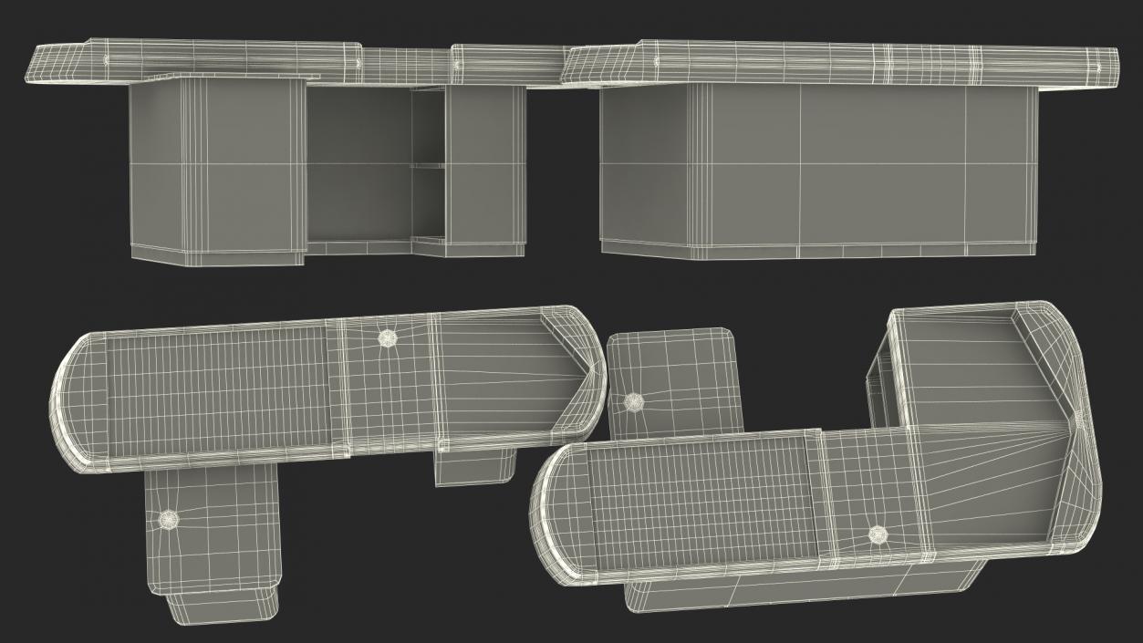 3D model Supermarket Checkout Counters Set Grey Rigged