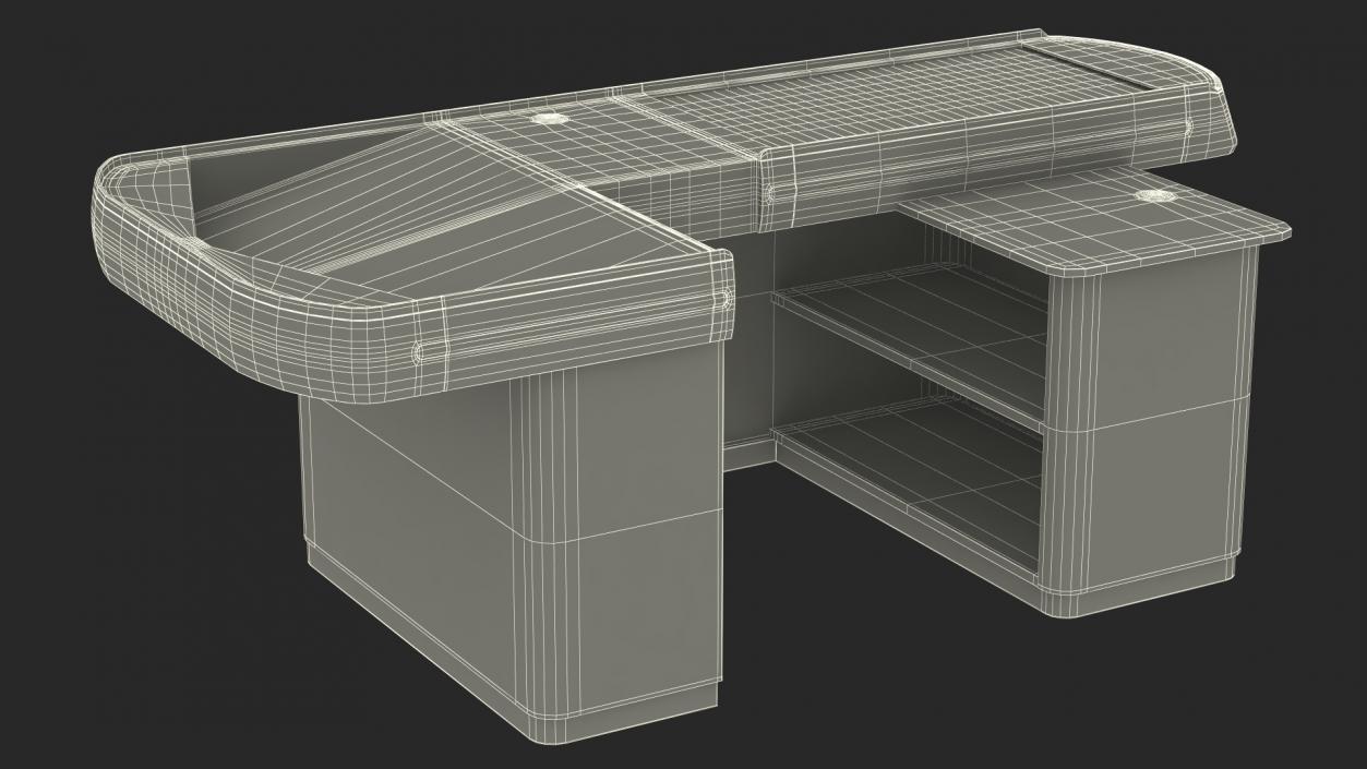 3D model Supermarket Checkout Counters Set Grey Rigged