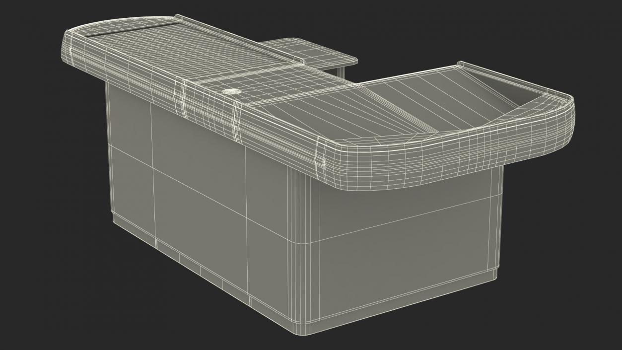 3D model Supermarket Checkout Counters Set Grey Rigged