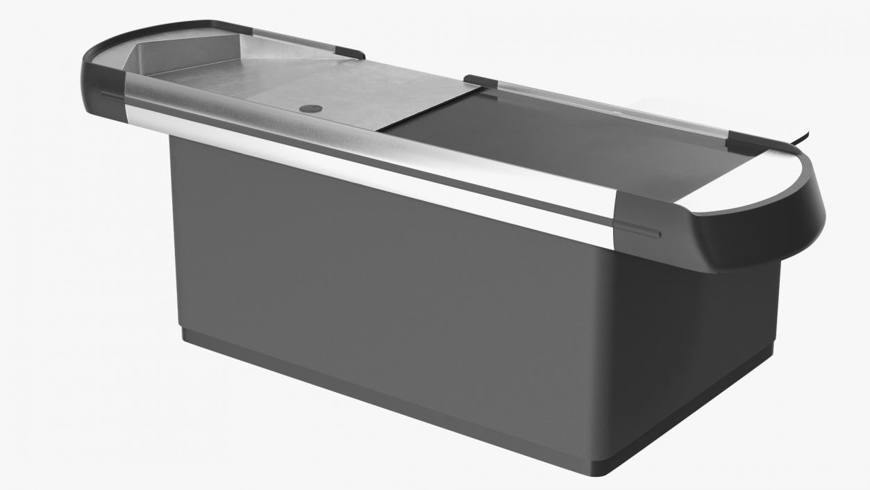 3D model Supermarket Checkout Counters Set Grey Rigged