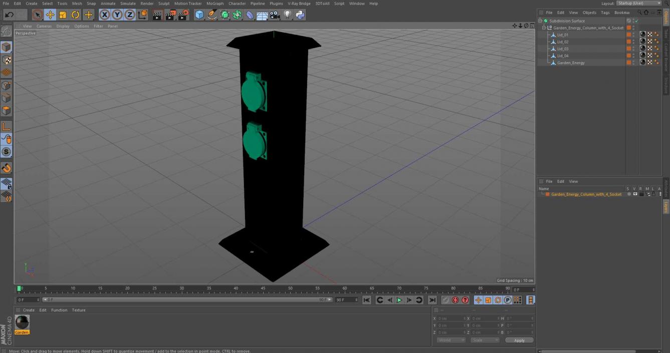 Garden Energy Column with 4 Socket(1) 3D