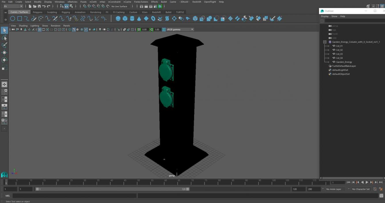 Garden Energy Column with 4 Socket(1) 3D