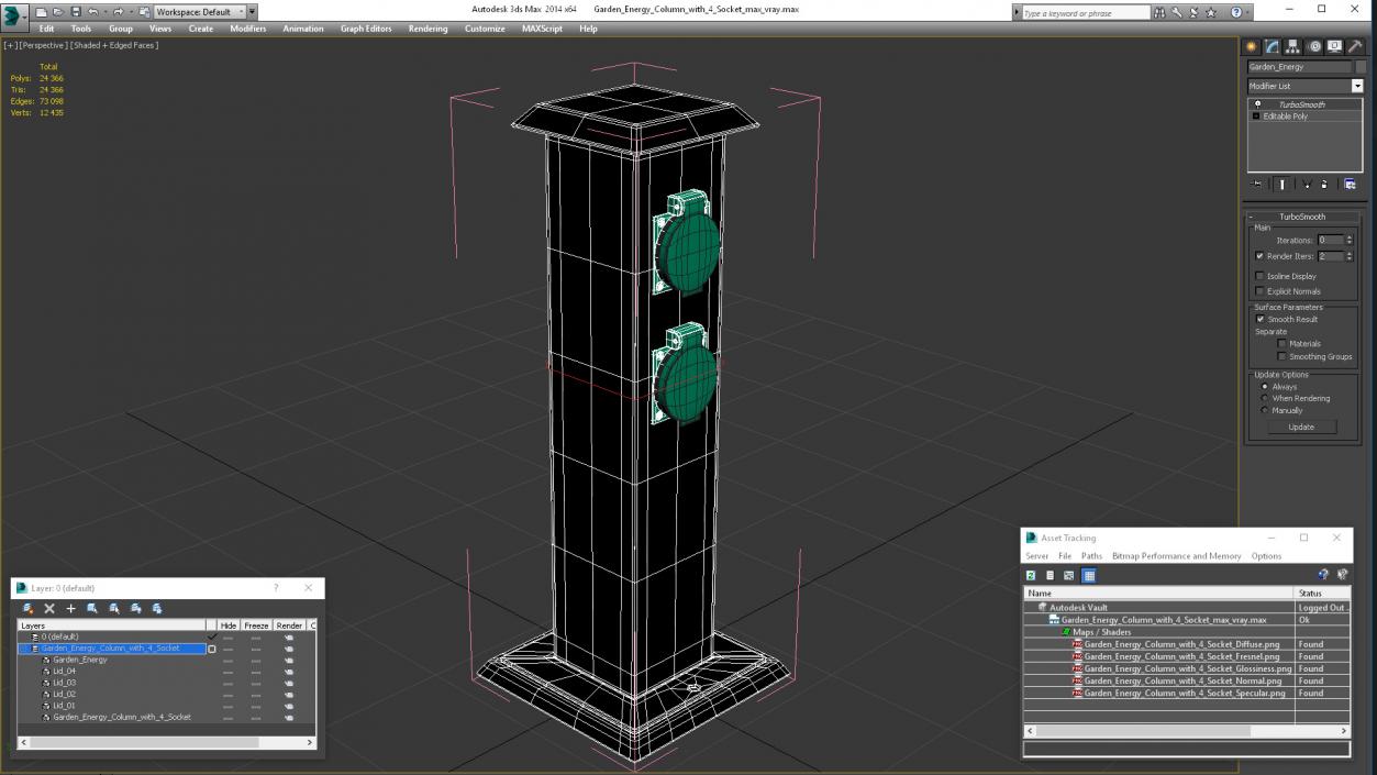 Garden Energy Column with 4 Socket(1) 3D