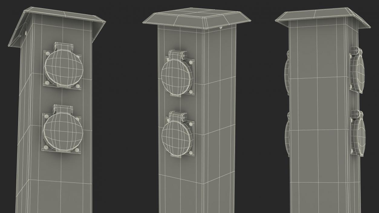 Garden Energy Column with 4 Socket(1) 3D