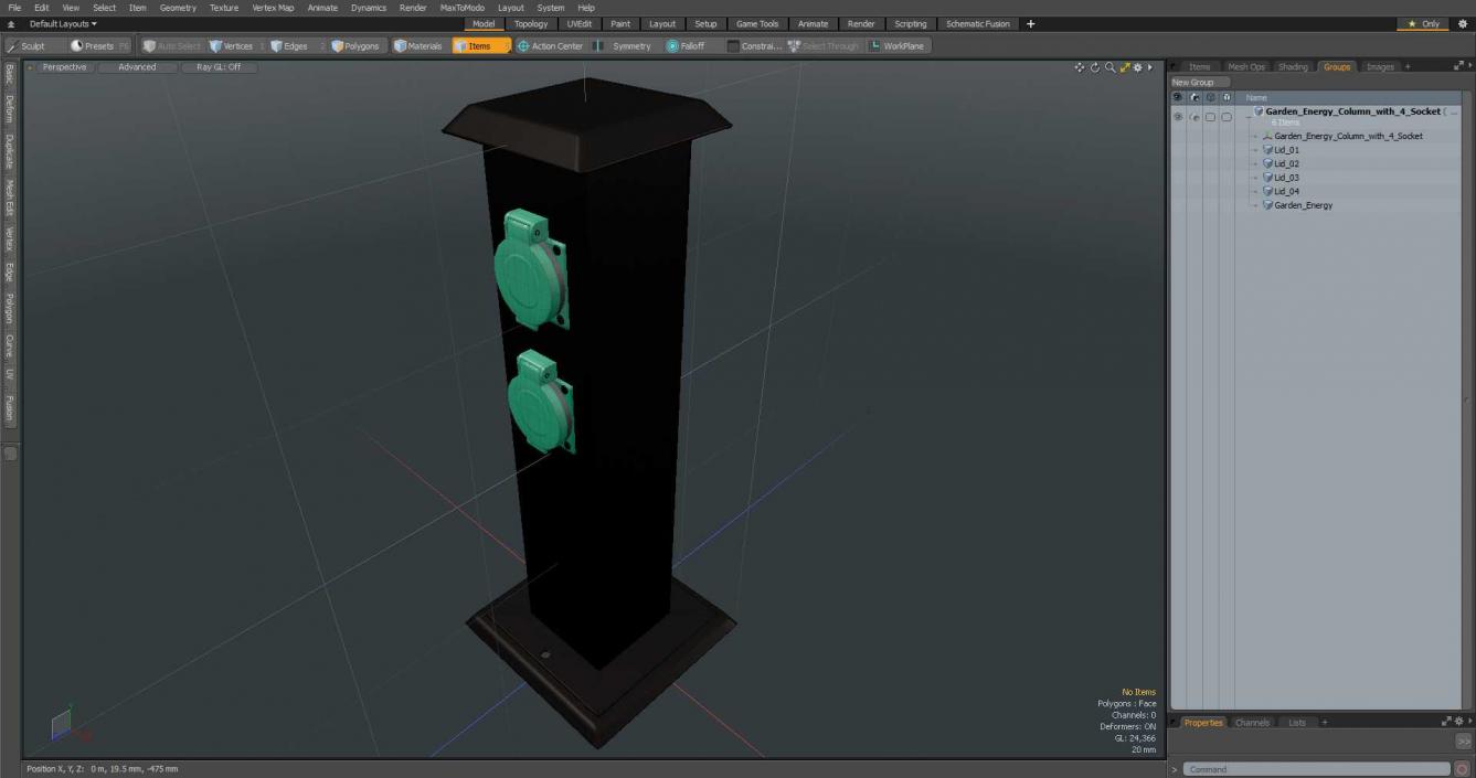 Garden Energy Column with 4 Socket(1) 3D