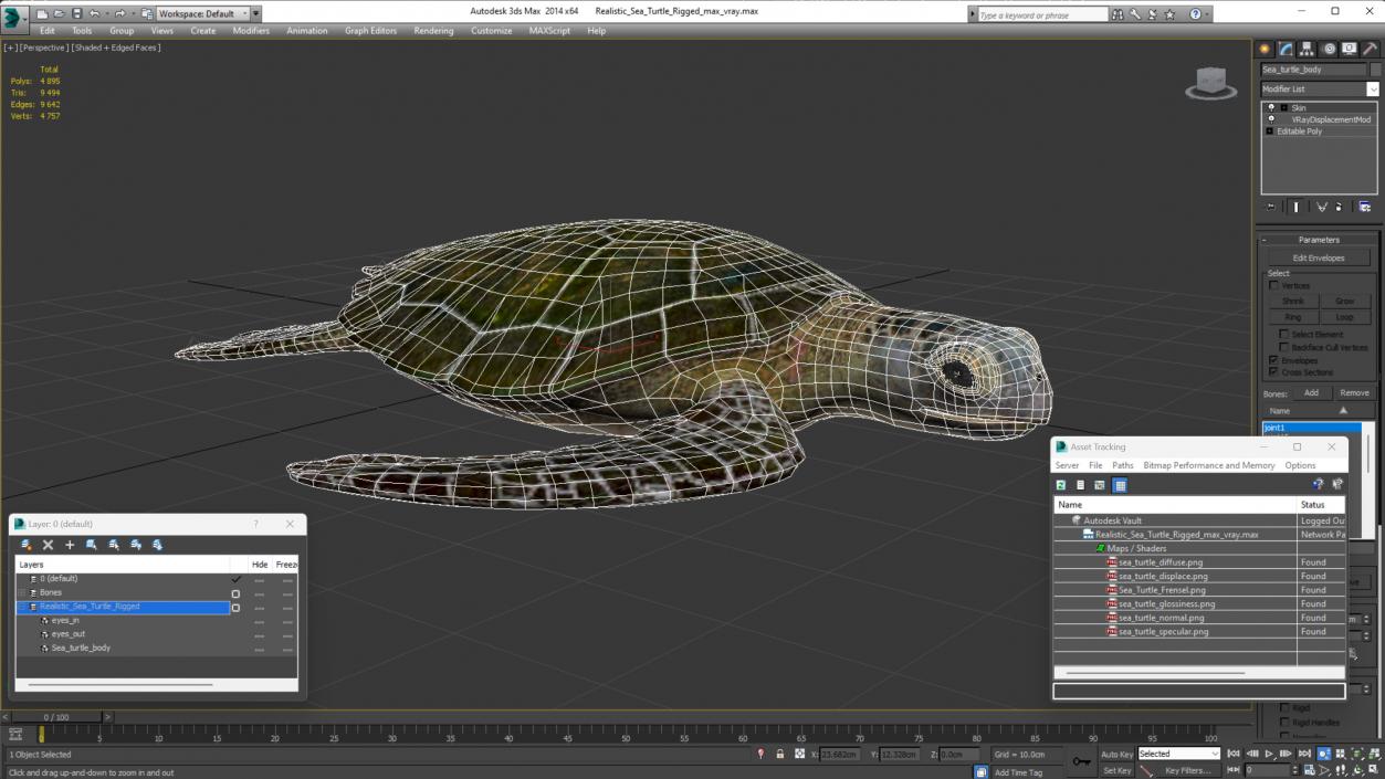 Realistic Sea Turtle Rigged 3D