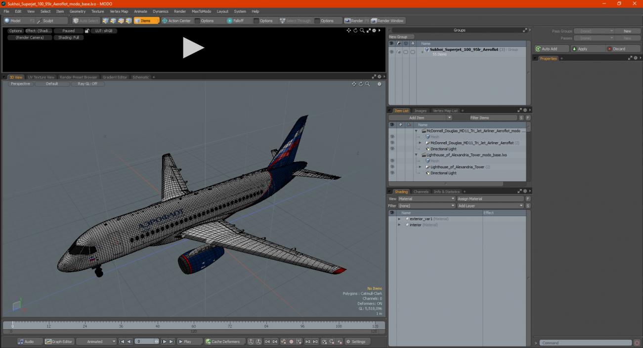 3D Sukhoi Superjet 100 95lr Aeroflot model